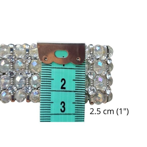 Rhinestone, Crystal Bead stretchy Bracelet, 1" - Picture 3 of 12